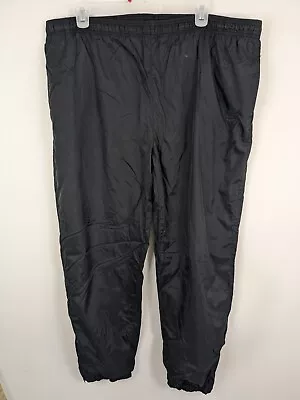 Vintage Nike Track Pants Men's XXL Black Lined Drawstring Swoosh • $17.50