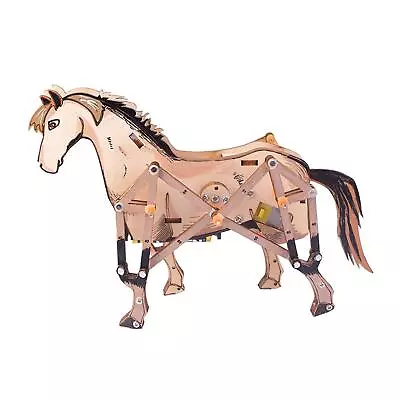 DIY 3D Wooden Puzzle Toy Assembly Horse Animal Puzzle 3D Mechanical Horse For • £10.06