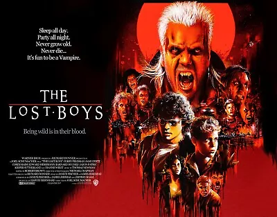 THE LOST BOYS 1987 Quad Poster Print 30x40  Kiefer Sutherland Corey Feldman Rare • £24.99