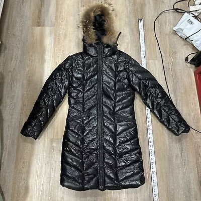Moncler Jacket Women Size 2 Hooded Down Puffer With Fur Trimmed Hood • $524.99