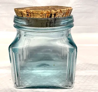 Vintage 4 Inch Square Jar Italy Made Hand Blown Bottle With Cork • $19