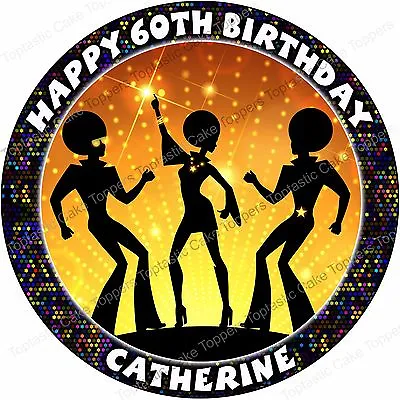 Personalised Disco 60s 70s 80s 90s Party Edible Icing Birthday Cake Topper • £4.65