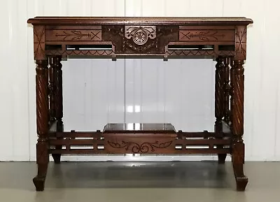 Late 19th Century Continental Carved Walnut Writing Table On Leather Inset Top  • $1057.87