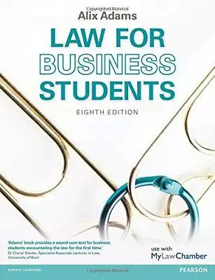 Law For Business Students Adams Ms Alix Good Condition ISBN 9781292003962 • £4.44