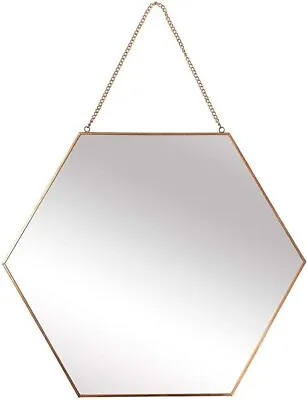 Foo Foo Wall Mirror With Gold Hexagon Metal Frame  Strong Chain And Hooks • $10