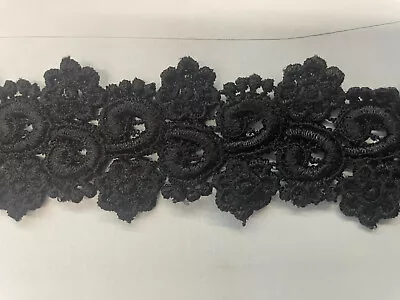 Per Yard Black Venise  Gipoor Venice Rayon  Lace Trim 1.5” • $1.90