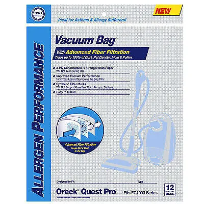 Replacement For Oreck Quest Pro Bags Compare To OEM #PK12FC1000 (12 Pack) • $28.32
