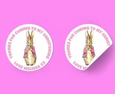 £2.50 • Buy Personalised Flopsy Peter Rabbit Round Christening Stickers Sweet Cones Bags