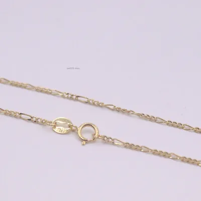 Pure Real 18K Yellow Gold Necklace For Women 1.4mm Figaro Link Chain 18inch • $290.99