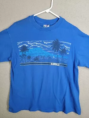 Vintage Single Stitch T Shirt Hanes Beefy T Large Hawaii Tropical Island Night • $12.50