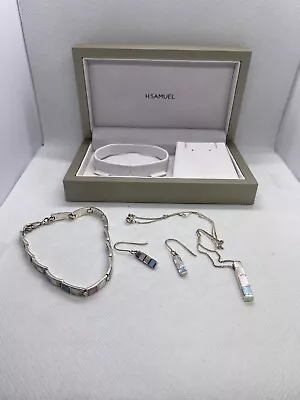 H.Samuel Jewellery Set 925 Silver Bracelet Necklaceearrings  • £55