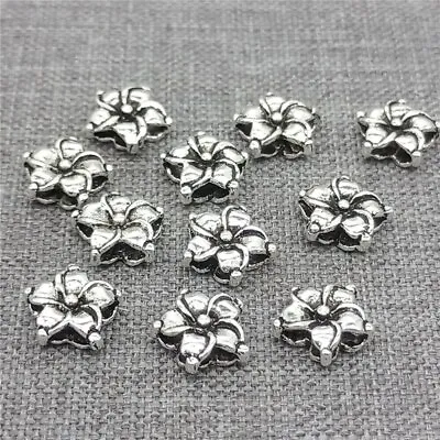 10pcs Of 925 Sterling Silver Blossom Flower Beads 2-Sided For Floral Bracelet • $12.99
