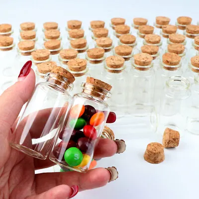 £8.55 • Buy 12x Small Glass Bottles With Cork Stopper | Pendant | Vial | Cute Mini Jars