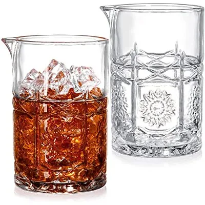 2 Pack Crystal Cocktail Mixing Glasses 22 Oz Vintage Bar Mixing Pitcher Weig... • $36.33