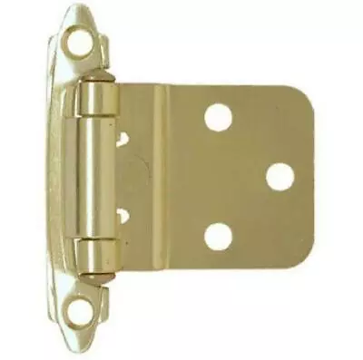 (2) Polished Brass 3/8  Inset Cabinet Hinges Self-Closing Brainerd H0104AV-BP • $2.49