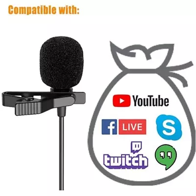 Clip-on Lapel Mini Lavalier USB 2.0 Mic Microphone For PC Recording High Quality • £6.05