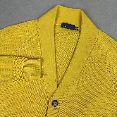 VINCE Cardigan Sweater Mens Large Chunky Stockinette Knit Button Up Yellow • $74.99