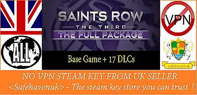 Saints Row: The Third - The Full Package (inc.17DLC)  Steam Key NO VPN UKseller  • £5.99