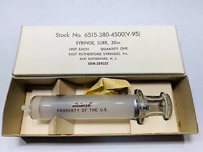 Vintage 1950's Civil Defense 30cc GLASS SYRINGE Military Issue Ideal • $30