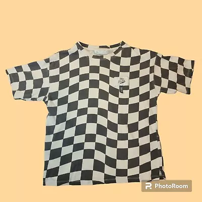 ZARA Womens T-Shirt Checkered  - Time For Rollin Too Young To Be Bored SIZE 10  • $12.95