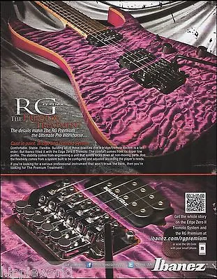 Ibanez RG Premium Treatment Guitar 2012 Advertisement 8 X 11 Ad Print • $4