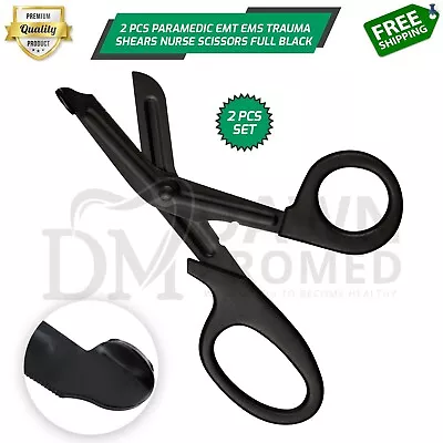 2 Paramedic EMT Trauma Shears Nurse Scissors First Aid 5.5  Full Tactical Black • $7.30