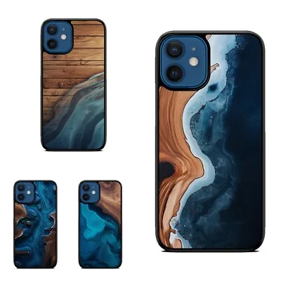 Cover Friendly Half Wood Blue Resin For Apple IPhone 11 12 13 Pro Max Mini • $19.79