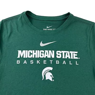 Nike Tee Michigan State Basketball T-Shirt Boys Large Green DRIFIT Long Sleeve • $4.99