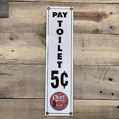 Santa Fe The Chief Train Toilet GENUINE PORCELAIN SIGN Vintage 97 Ande Rooney • $9.98