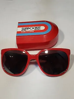 Vintage Sunpocket Sunglasses - France 80' - 90's - Foldable - Red  • $89