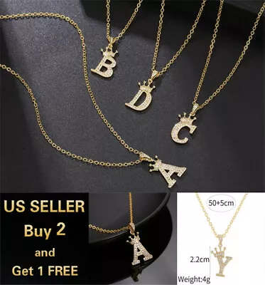 26 Crown Capital Initial Letters Necklace Chain Pendant Love Bridesmaid Jewelry • $4.99