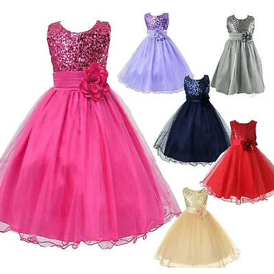 $28.49 • Buy Kids Toddler Flower Girls Party Sequin Dress Bridesmaid Princess Wedding Dresses