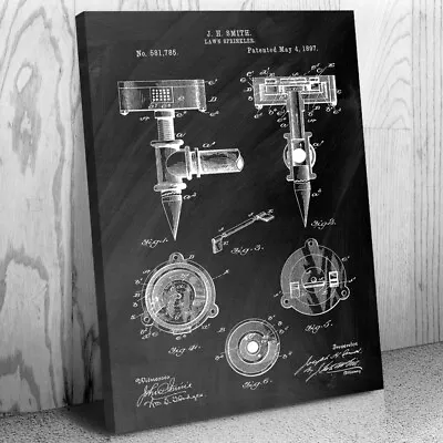 Lawn Sprinkler Patent Canvas Print Landscaper Gifts Tool Shed Art Lawn Care Art • $49.95
