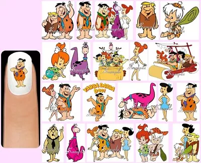 60x THE FLINTSTONES Nail Art Decals + Free Gems Pebbles Bam Fred Wilma Barney • $7.50