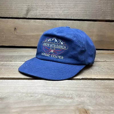 Vintage Snow Mountain Ranch Nordic Ski Center Blue Strapback Trucker Hat Cap • $16.89