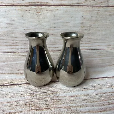 2 Vintage Silver Plated Metal Retro MCM Mid Century Art Deco Bud Vases India • $14.96