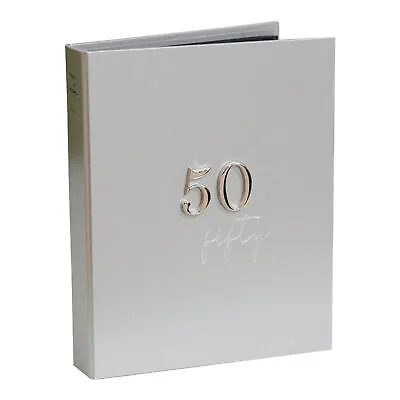 £11.99 • Buy 50th Birthday Photo Album - Holds 48 5x7 Pictures - Number Attachment - Silver