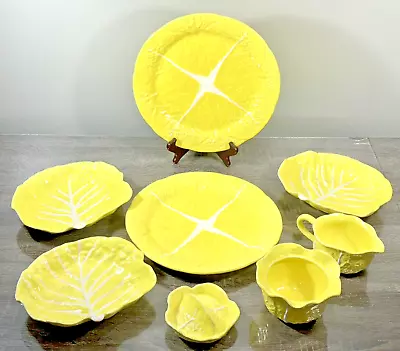 SECLA Portugal Yellow Cabbage Leaf 2~Dinner Plates 3~Salad Bowls + 2 Extras LOT • $45