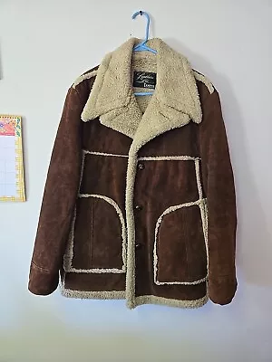 Vintage Mens Leathers LTD Campus Coat Jacket Size 44 Suede Leather Sherpa  • $99.99
