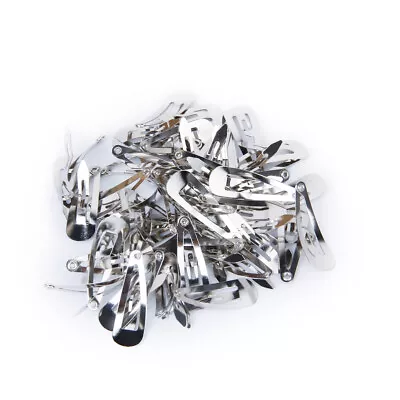 50 Mini Silver Kids Snap Hair Clips Hair Pin 30mm Hair Bow DIY Craft • £4.27