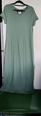 Lucy And Laurel Maxi Dress Size Large T-shirt Dress Heathered Green Cotton • $12