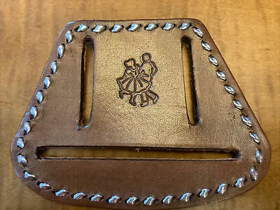 Vintage Square Dance Line Dance Brown Leather Silver Stitching Belt Towel Holder • $12.50