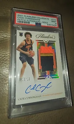 2021 Flawless Cade Cunningham /10 Rookie Patch Auto 3C Pistons Gold PSA 9 RPA RC • $69
