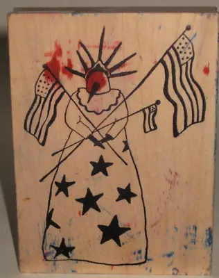 Rubber Stamp Rubbermoon Patriotic Crow Girl Wood Mount 3  X4  • $4.99