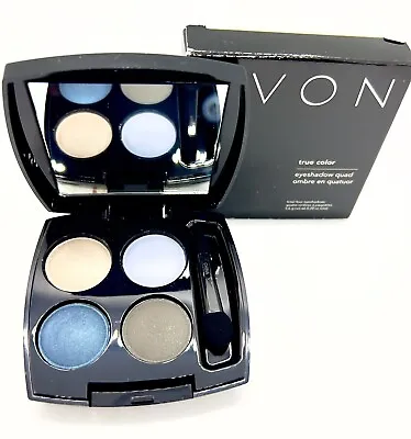 Avon True Color Eyeshadow Quad ~ TEXTURED TEAL ~ Q606 Antique Blue Black Smoke • $19.99