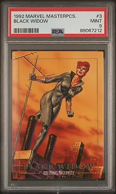 RARE 1992 Skybox Marvel Masterpieces Series 1 #3 Black Widow 🕷 PSA 9 (mint) • $225