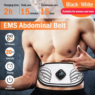 EMS ABS Stimulator Muscle Abdominal Toner Trainer Belt Fitness Workout Equipment • $19.85