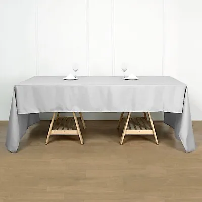 SILVER 60x102  RECTANGLE POLYESTER TABLECLOTH Light Gray Kitchen Catering Linen • $8.19