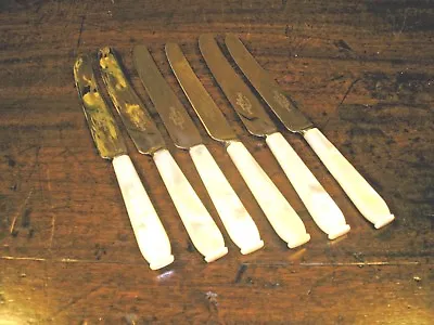 £19.95 • Buy SET Of 6  TEA/DESSERT KNIVES With MOTHER Of PEARL CARVED HANDLES   