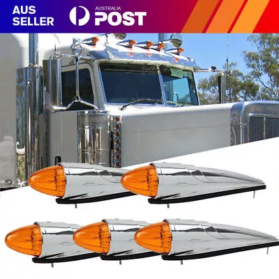 5x 17 LED Amber Torpedo Cab Roof Top Marker Light For Kenworth Peterbilt Truck • $121.09